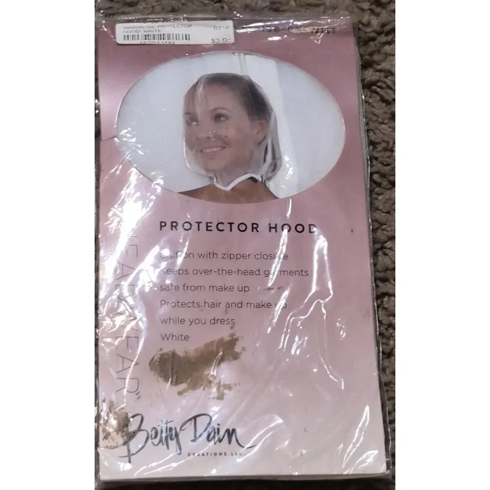 Betty Dain White Makeup Protector Hood, Protects Hair Make Up